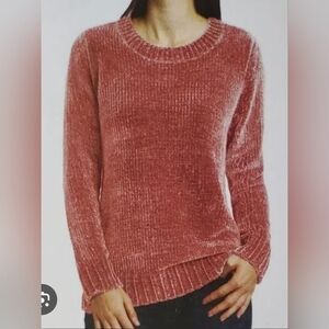 Orvis Women's Chenille Sweater - Rose Large EUC 21 PTP